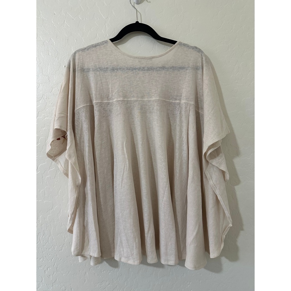 Easel Los Angeles Floral Embroidered Oversized Knit Top Cream Boho L Peasant - Picture 5 of 15